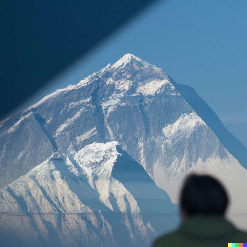 someone gazing at Mount Everest, refraction